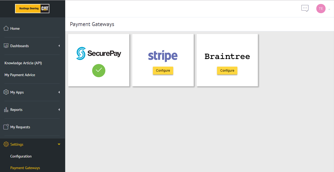 Payment Gateways Section